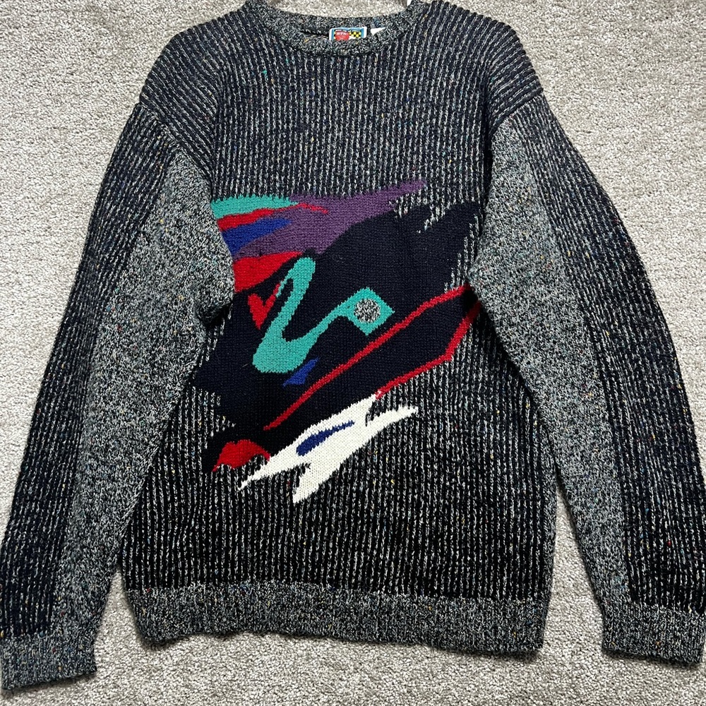 Vintage Concrete 90s Grandpa Sweater multicolor Size Large *flaw